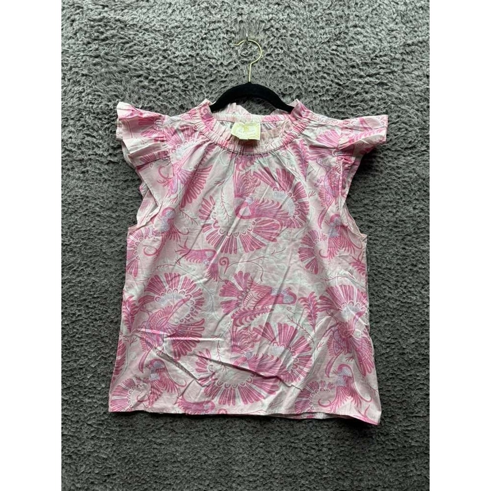 Ck Bradley Sail To Sable Sophia Ruffle Sleeveless Top Feathers Pink Women Size M